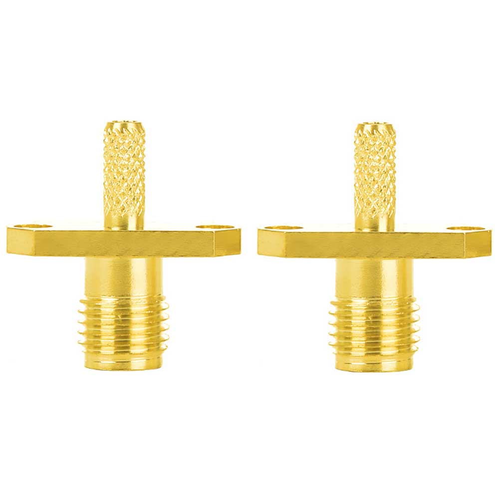 SMA-KF-1.5 2-Hole Diamond Flange SMA Female Connector Full Brass Gold Plated Crimp Solder Type