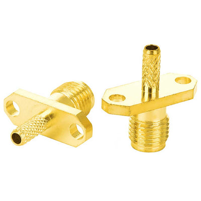 SMA-KF-1.5 2-Hole Diamond Flange SMA Female Connector Full Brass Gold Plated Crimp Solder Type
