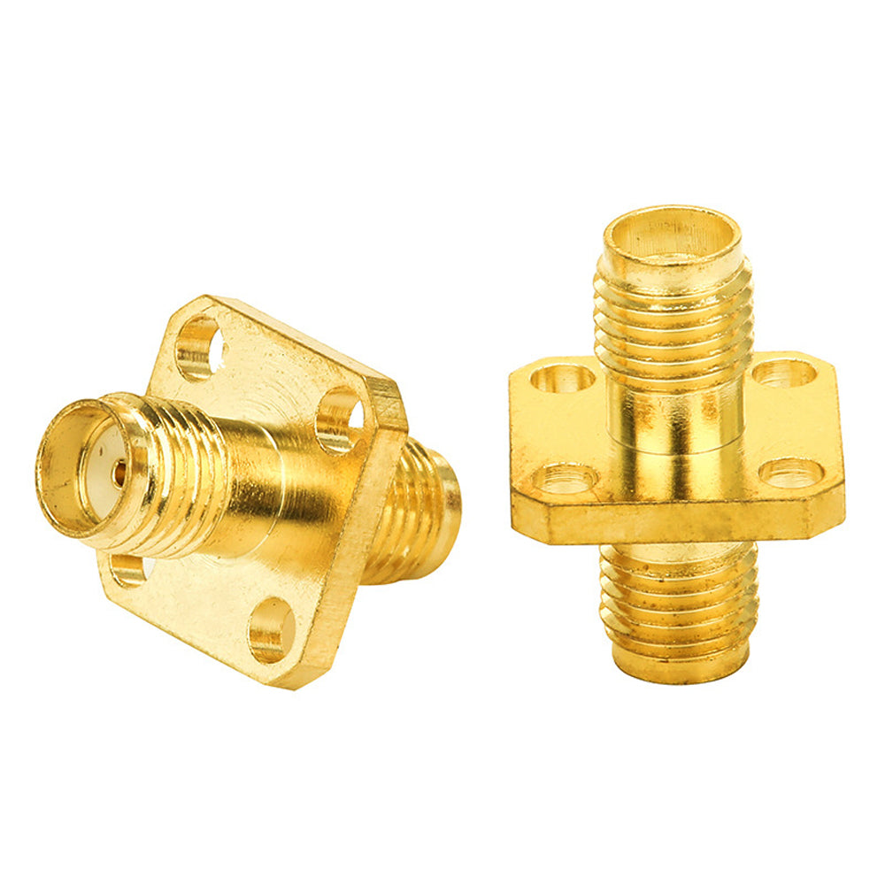18mm SMA-KKF Straight Coupler Four-Hole Flange Panel Mount Dual Female SMA Connector