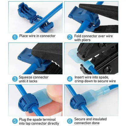 Snap Lock Wire Terminal Crimp T-Tap Quick Cable Connector Assortment Kit