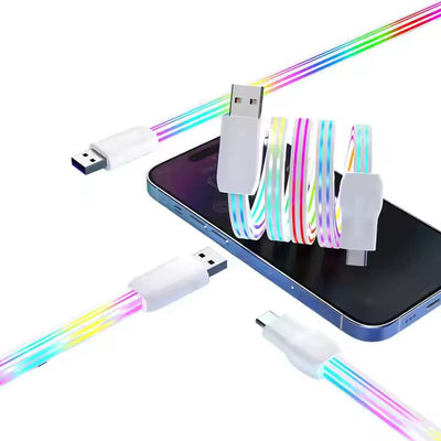 超高速充電 Type C USB データケーブル 12V 5A 携帯電話充電器 LED ライト シリコンデータケーブル