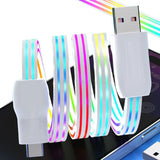 Super Fast Charging Type C USB Data Cable 12V 5A Mobile Phone Charger LED Light Silicone Data Cable