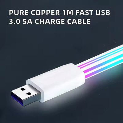 超高速充電 Type C USB データケーブル 12V 5A 携帯電話充電器 LED ライト シリコンデータケーブル