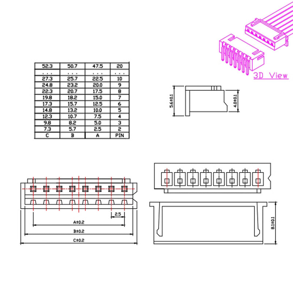 JST XH2.54mm Terminal Wire 2P/3P/4P-12P Single-Head Tinned Connector Electronic Cable