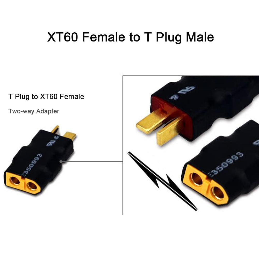 XT60 to T Plug Adapter Connector Male to Female Conversion Machine Battery T6 Charger Adapter for Remote Control Aircraft