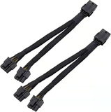 Female to Dual PCI-E PCI Express 8pin 6+2 Pin Braided Sleeved Cables Male Power Cable Wire