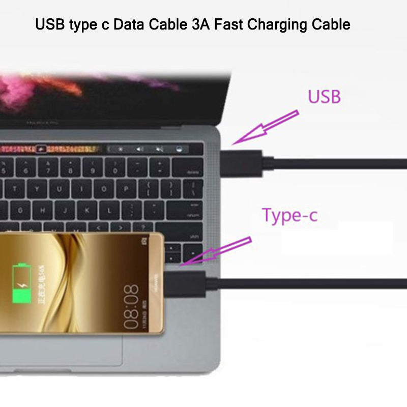 Type C Charger Cable 3A USB C Cable Short for Samsung Xiaomi Mobile Phone Tablet MP3 GPS USB PVC Cable