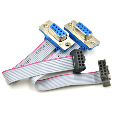2.54 Pitch IDC Flat Ribbon Cable Connected to DB9 Female Wire for Motherboard FC Gray Flat Wire IDC Wire Processing Customized